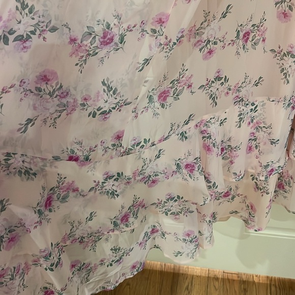 Lulus In Love Forever Blush Floral Lace-Up High-Low Maxi Dress - Picture 7 of 8